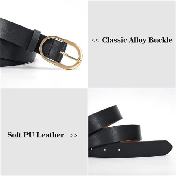 3 Pack Women's Belts for Jeans Pants Fashion Gold Buckle Ladies Dress - Picture 3 of 5